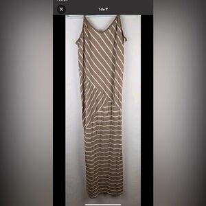 New York & Company Asymmetrical Striped Brown Skirt